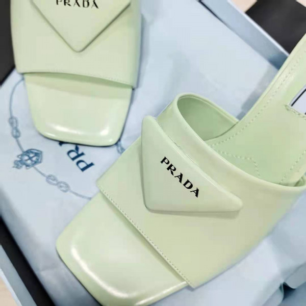 Pra*a brushed leather mid-heeled slides