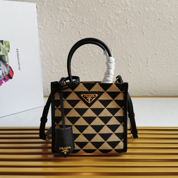 Pra*a micro symbole jacquard fabric handbag