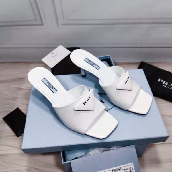 Pra*a brushed leather mid-heeled slides