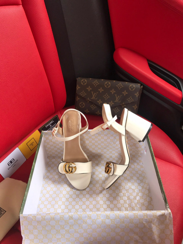 G*u*i leather mid-heel sandal