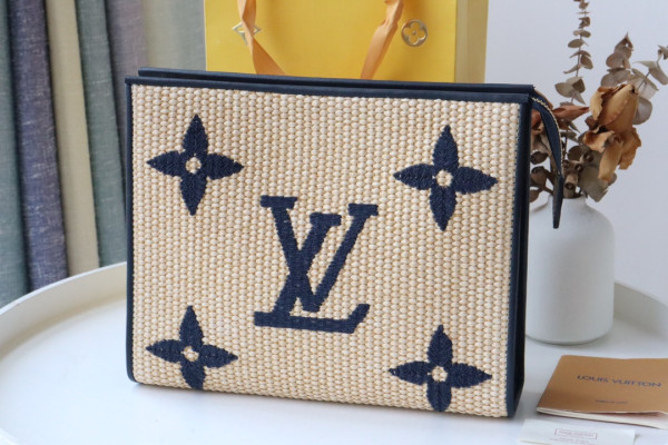 l**is V*t*n monogram raffia toiletry pouch