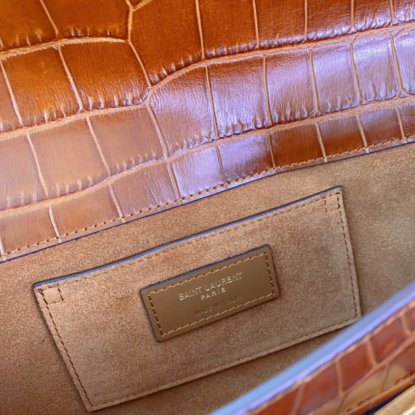 YSL MANHATTAN CLUTCH IN CROCODILE-EMBOSSED LEATHER