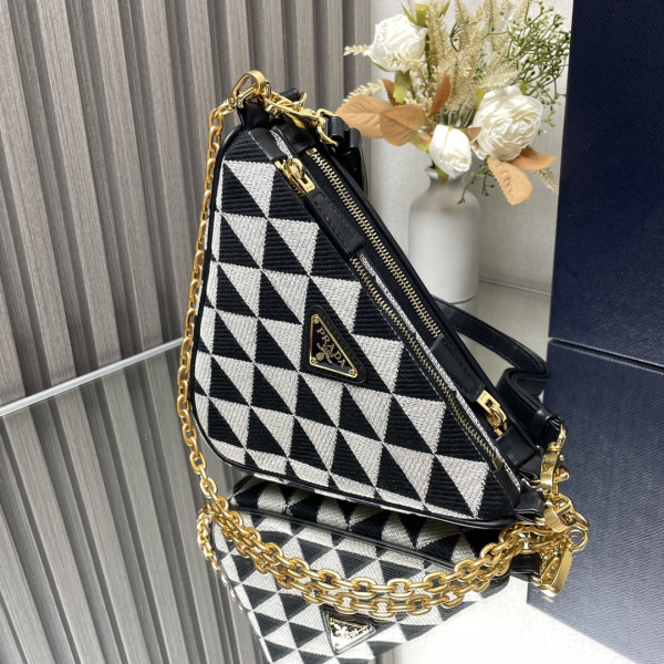 Pra*a triangular sequined pouch-26*16*13cm